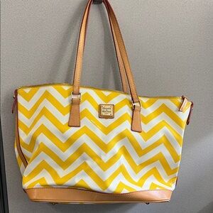 Dooney & Bourke Yellow and White Chevron Tote